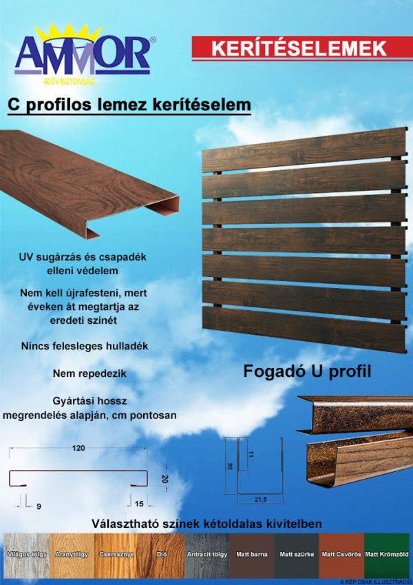 C profilos lemez kerítéselem - Image 2